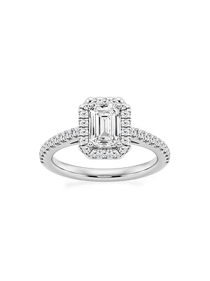 Platinum & Emerald-Cut Lab-Grown Diamond Halo Ring/1.30-3.60 TCW