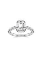 Platinum & Emerald-Cut Lab-Grown Diamond Halo Ring/1.30-3.60 TCW