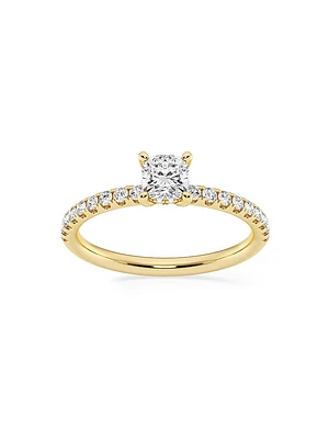 14K Yellow Gold & Cushion-Cut Lab-Grown Diamond Hidden Halo Ring/0.80-3.41 TCW