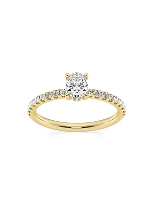 14K Yellow Gold & Oval Lab-Grown Diamond Hidden Halo Ring/0.80-3.41 TCW