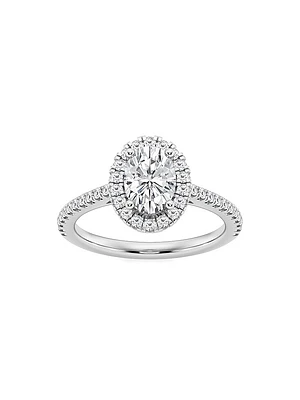 14K White Gold & Lab-Grown Diamond Halo Engagement Ring/1.30-3.60 TCW