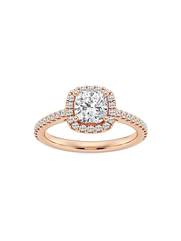 14K Rose Gold & Cushion-Cut Lab-Grown Diamond Halo Ring/1.30-3.60 TCW