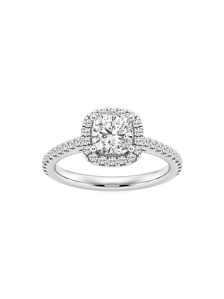 14K Gold & Cushion-Cut Lab-Grown Diamond Halo Ring/1.30-3.60 TCW