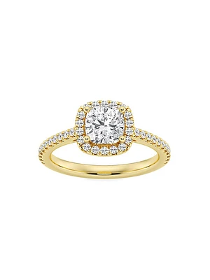 14K Yellow Gold & Cushion-Cut Lab-Grown Diamond Halo Ring/1.30-3.60 TCW