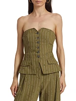 Noemie Striped Wool-Blend Bustier Top