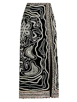 Adara Velvet Embroidered Midi-Skirt