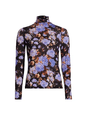 Aurelia Iris Print Turtleneck Top