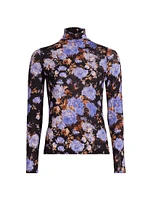 Aurelia Iris Print Turtleneck Top