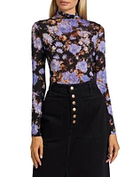 Aurelia Iris Print Turtleneck Top