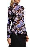 Aurelia Iris Print Turtleneck Top