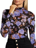 Aurelia Iris Print Turtleneck Top