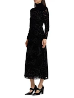 Helena Velvet Burnout Midi-Dress