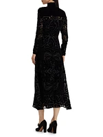 Helena Velvet Burnout Midi-Dress