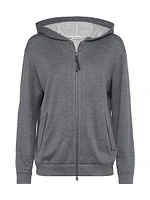 Cotton and Silk Interlock Hooded Sweatshirt