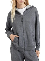 Cotton and Silk Interlock Hooded Sweatshirt