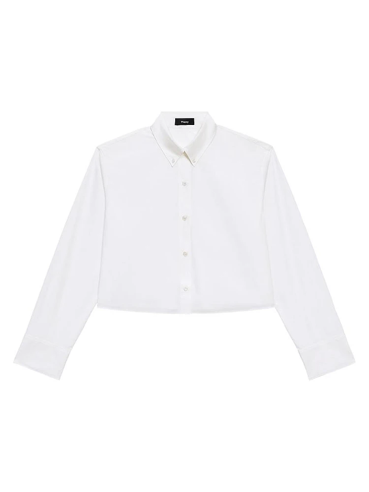 Cropped Boxy Button-Front Shirt