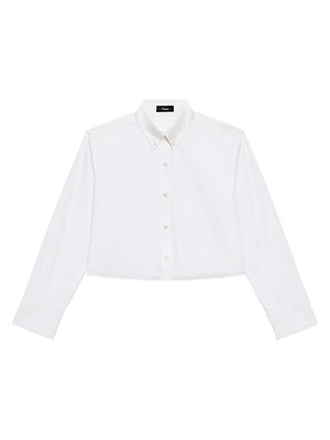 Cropped Boxy Button-Front Shirt