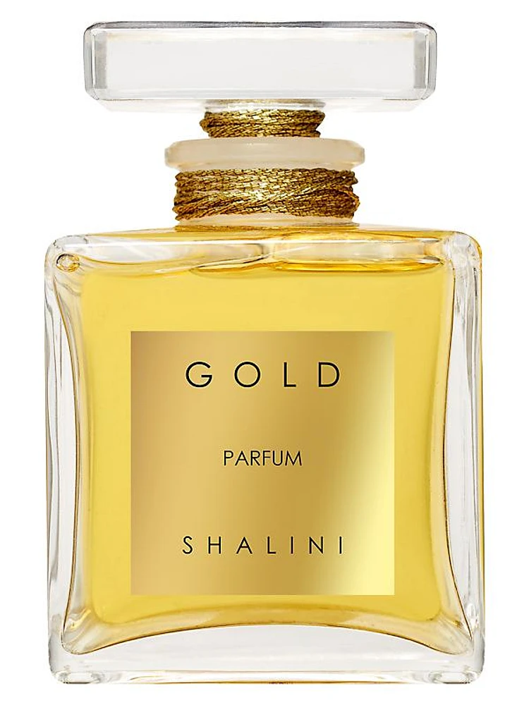 Gold Parfum Cubique Glass Flacon with Stopper