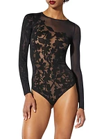 Floral Sheer Thong Bodysuit