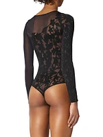 Floral Sheer Thong Bodysuit