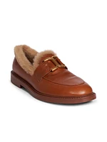 Marcie Shearling-Trimmed Leather Loafers