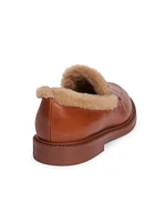 Marcie Shearling-Trimmed Leather Loafers