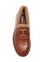 Marcie Shearling-Trimmed Leather Loafers