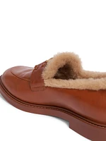 Marcie Shearling-Trimmed Leather Loafers