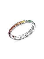 Colors of Love Gold Rainbow Multicolored Gemstone Fluted Eternity Ring