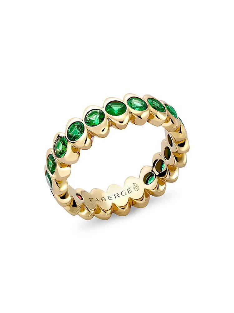 Colors of Love Cosmic Curve Yellow Gold Emerald Eternity Ring