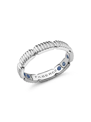 Colors of Love White Gold Fluted Gemsation Ring with Hidden Sapphires