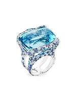 Emotion Katharina White Gold 39.7 tcw Aquamarine Ring with Diamonds & Blue Gemstones