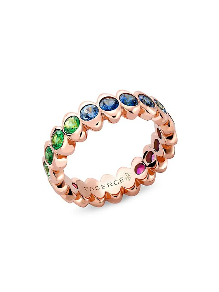 Colors of Love Cosmic Curve Rose Gold Rainbow Multicolored Gemstone Eternity Ring