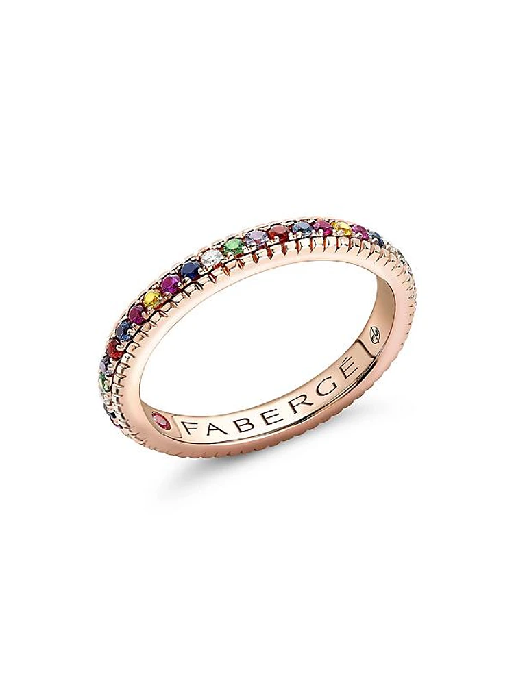 Colors of Love Rose Gold Multicolored Gemstone Fluted Eternity Ring