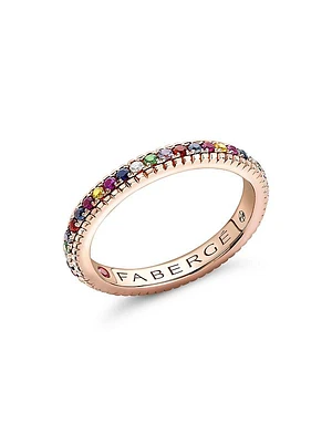 Colors of Love Rose Gold Multicolored Gemstone Fluted Eternity Ring