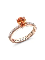 Colors of Love Rose Gold Spessartite Fluted Ring with Diamond Shoulders