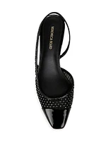 Cecile 25MM Rhinestone-Mesh Slingback Pumps