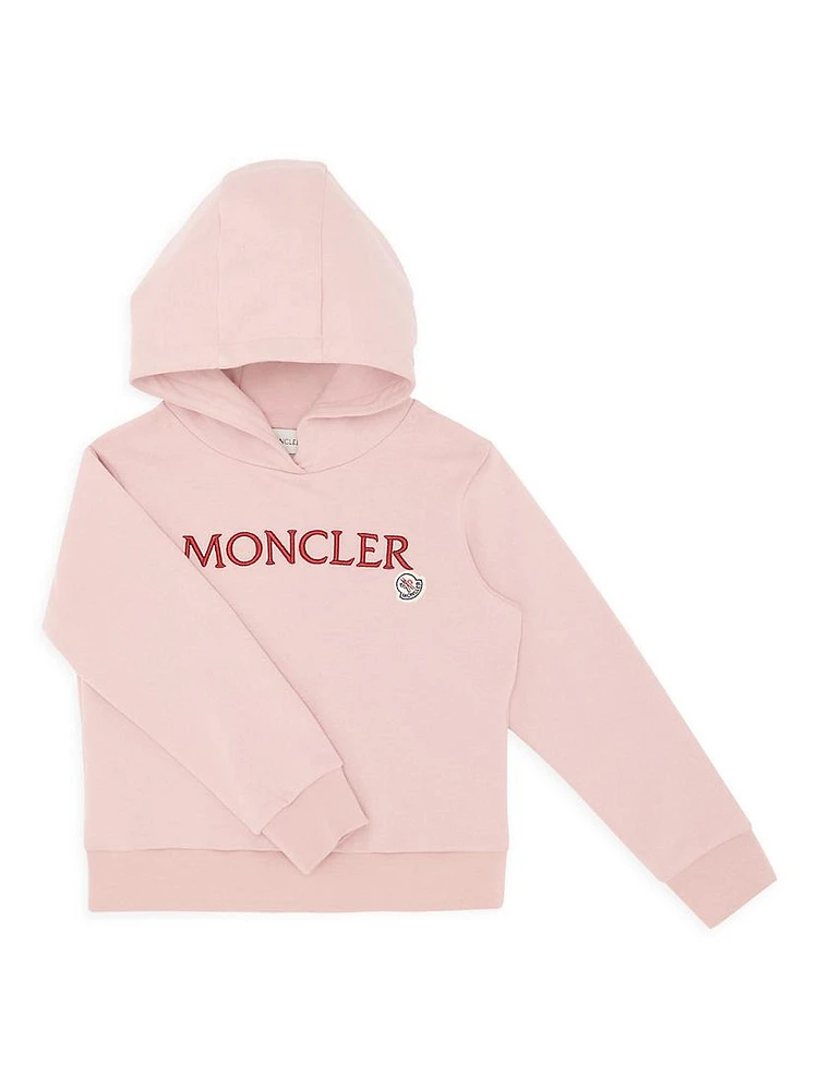 Little Girl's and Embroidered Logo Hoodie Sweater