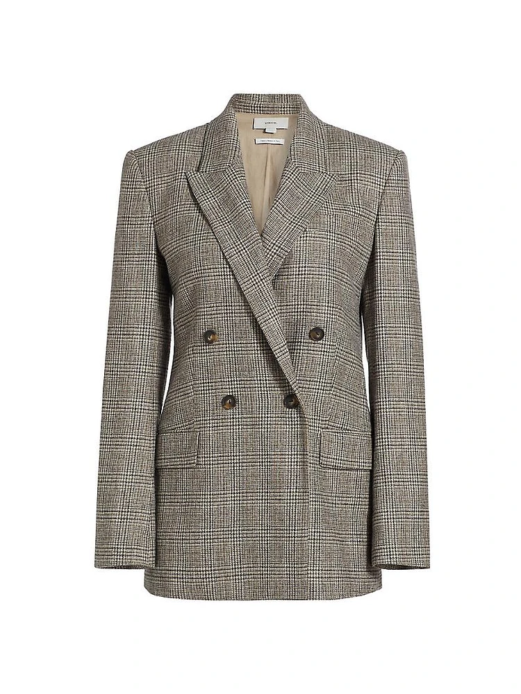 Plaid Wool-Blend Double-Breasted Blazer