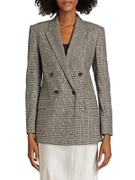 Plaid Wool-Blend Double-Breasted Blazer