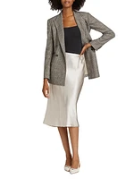 Plaid Wool-Blend Double-Breasted Blazer