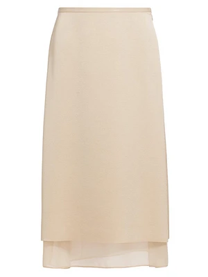 Satin Pencil Midi Skirt