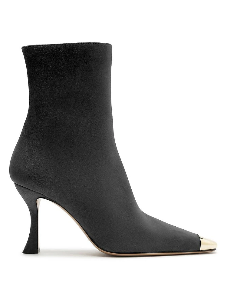 Olivia Suede Curved-Heel Boots