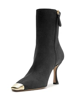 Olivia Suede Curved-Heel Boots