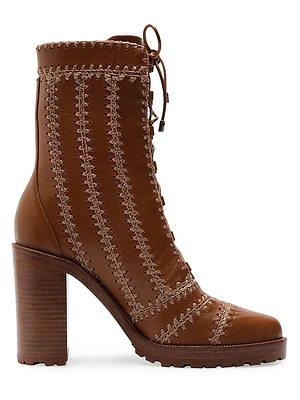 Regina 90MM Crocheted Leather Combat Boots