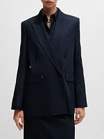 Regular-Fit Long-Length Jacket Denim-Effect Twill