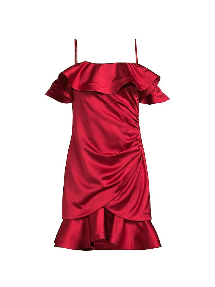 Axelle Ruffled Satin Minidress