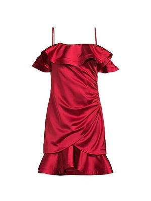 Axelle Ruffled Satin Minidress