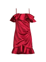 Axelle Ruffled Satin Minidress