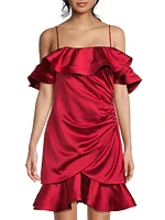 Axelle Ruffled Satin Minidress